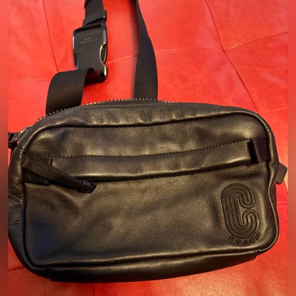 Coach Black Leather fannypack style Bag